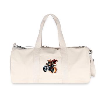 Chien super-héros avec cape sur moto avec flammes - Sac de sport en toile recyclée Stanley/Stella - blanc naturel - Devant