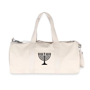Funny Menorah with Smileys | Hanukkah Symbol - Recycled Canvas Sports Bag by Stanley/Stella - natural - Front