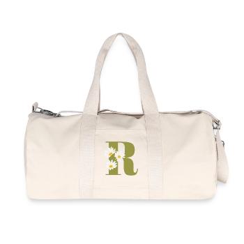 Letter r green daisies - Recycled Canvas Sports Bag by Stanley/Stella - natural - Front
