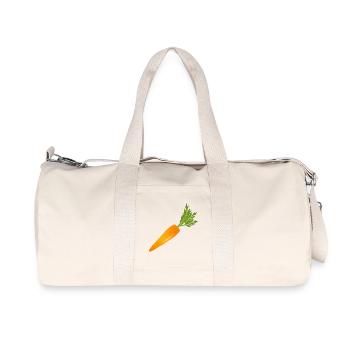 Carotte orange vif avec du vert - Sac de sport en toile recyclée Stanley/Stella - blanc naturel - Devant