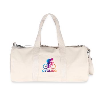 Rainbow Cyclist Silhouette - Recycelte Canvas-Sporttasche von Stanley/Stella - Naturweiß - Vorne