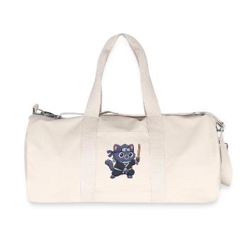 Ninja cat in samurai outfit - Recycled Canvas Sports Bag by Stanley/Stella - natural - Front