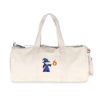Pixel Wizard and Fire - Recycled Canvas Sports Bag by Stanley/Stella - natural - Front