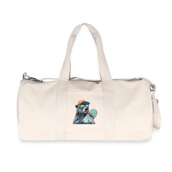 Bear Skater with Mountain Reflection - Recycled Canvas Sports Bag by Stanley/Stella - natural - Front