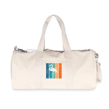 Flamingo Neon Tropical Stripes - Recycled Canvas Sports Bag by Stanley/Stella - natural - Front