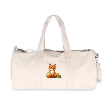 Fox and a cute turtle - Recycled Canvas Sports Bag by Stanley/Stella - natural - Front