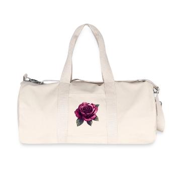 Dark Rose Blossom Illustration - Recycled Canvas Sports Bag by Stanley/Stella - natural - Front