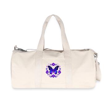 Night Star Butterfly in Flower Circle - Recycled Canvas Sports Bag by Stanley/Stella - natural - Front
