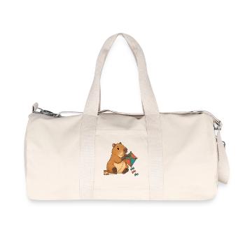 Capybara baut einen Papierdrachen - Recycelte Canvas-Sporttasche von Stanley/Stella - Naturweiß - Vorne