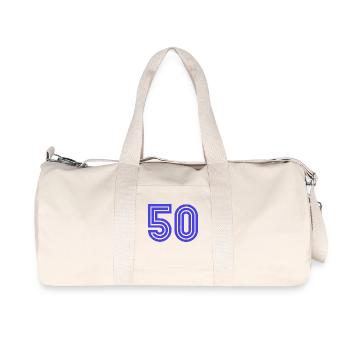 50. 50 JAHRE. 50-JÄHRIGES JUBILÄUM. 50-JÄHRIGES JUBILÄUM. - Recycelte Canvas-Sporttasche von Stanley/Stella - Naturweiß - Vorne