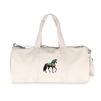 Horse decorated with flowers - Recycled Canvas Sports Bag by Stanley/Stella - natural - Front
