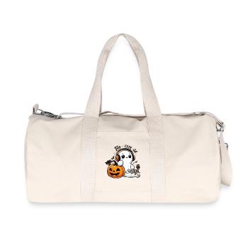 cool ghost with headphones and halloween pumpkin - Recycled Canvas Sports Bag by Stanley/Stella - natural - Front