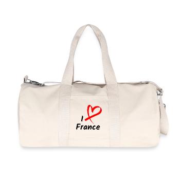 J’aime la France J’aime la France Cadeau de cœur - Sac de sport en toile recyclée Stanley/Stella - blanc naturel - Devant