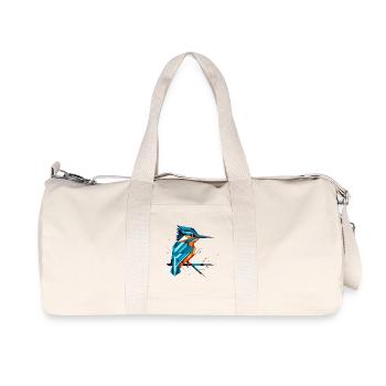 Geometric Kingfisher on a Branch – Modern Natural Art - Recycled Canvas Sports Bag by Stanley/Stella - natural - Front