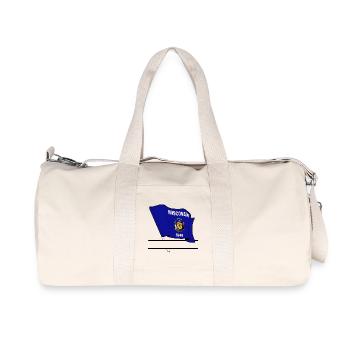 Flag Wisconsin text banner - Recycled Canvas Sports Bag by Stanley/Stella - natural - Front