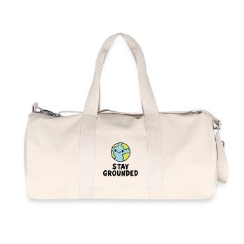 Skurrile Erde Cartoon Motivator - Recycelte Canvas-Sporttasche von Stanley/Stella - Naturweiß - Vorne