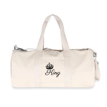 Royal Crown with King Text Design - Recycled Canvas Sports Bag by Stanley/Stella - natural - Front