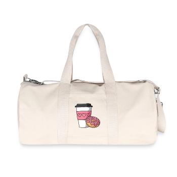 Pink Heart Kaffee und Donut - Recycelte Canvas-Sporttasche von Stanley/Stella - Naturweiß - Vorne