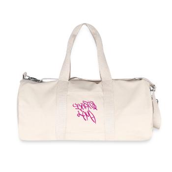 Artistic graffiti design in purple Bratislava - Recycled Canvas Sports Bag by Stanley/Stella - natural - Front