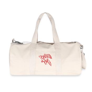 Ausdrucksstarkes Graffiti-Design Bratislava - Recycelte Canvas-Sporttasche von Stanley/Stella - Naturweiß - Vorne