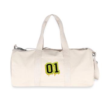 Glowing Neon Number 01 Design - Recycled Canvas Sports Bag by Stanley/Stella - natural - Front