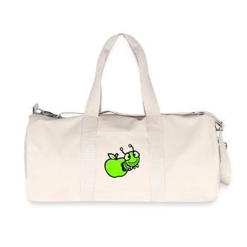 Caterpillar peeps apple hole comic funny cute cute - Recycled Canvas Sports Bag by Stanley/Stella - natural - Front