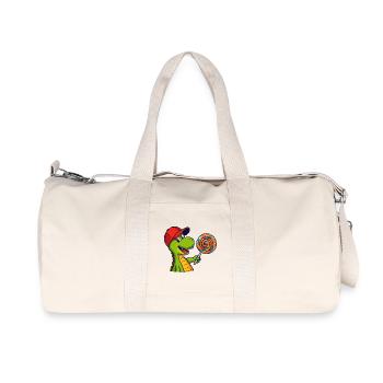 Bunter_Dinosaur_mit_Lutscher - Recycelte Canvas-Sporttasche von Stanley/Stella - Naturweiß - Vorne