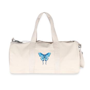 Geometric Blue Butterfly - Recycled Canvas Sports Bag by Stanley/Stella - natural - Front