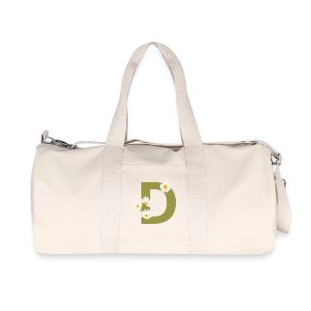 Lettre d vert marguerites - Sac de sport en toile recyclée Stanley/Stella - blanc naturel - Devant