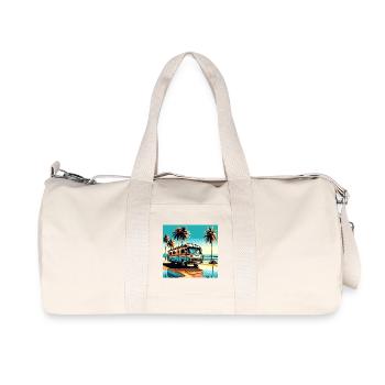 Camping-car rétro sur une plage tropicale - Sac de sport en toile recyclée Stanley/Stella - blanc naturel - Devant
