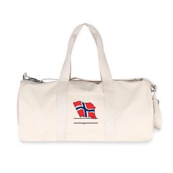 Norway Flag – Custom Text - Recycled Canvas Sports Bag by Stanley/Stella - natural - Front