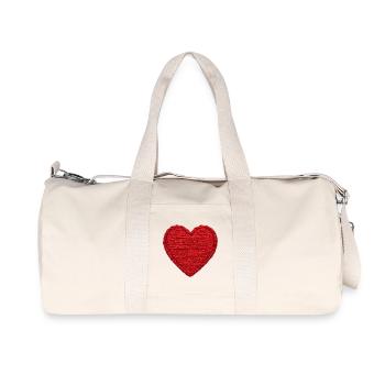 Heart in embroidered look (printed) - Recycled Canvas Sports Bag by Stanley/Stella - natural - Front