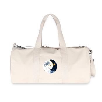 Moon and Star Circle Night Motif Moonlight Motif - Recycled Canvas Sports Bag by Stanley/Stella - natural - Front