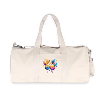 Colorful fruit friends with leaf vines - Recycled Canvas Sports Bag by Stanley/Stella - natural - Front