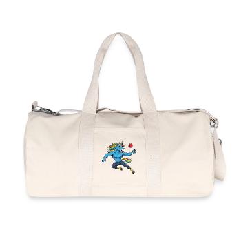 Muskulöses Regenbogen Einhorn Cricket Spieler - Recycelte Canvas-Sporttasche von Stanley/Stella - Naturweiß - Vorne