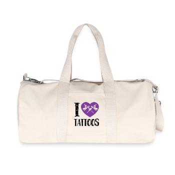 I Love Tattoos Purple Heart Ink Artist Design - Recycled Canvas Sports Bag by Stanley/Stella - natural - Front