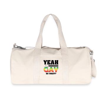 Yeah I'm Gay So What Funny Pride Rainbow Art - Recycelte Canvas-Sporttasche von Stanley/Stella - Naturweiß - Vorne