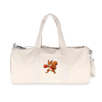 Motif amusant de dessin animé Boxing Écureuil - Sac de sport en toile recyclée Stanley/Stella - blanc naturel - Devant