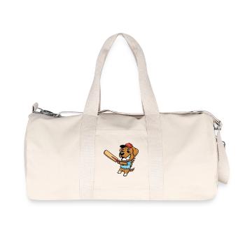 Lustiger Cricket Spielender Hund - Recycelte Canvas-Sporttasche von Stanley/Stella - Naturweiß - Vorne