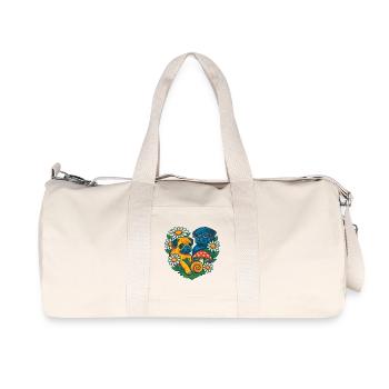 Vibrant Floral Pug Duo - Recycled Canvas Sports Bag by Stanley/Stella - natural - Front