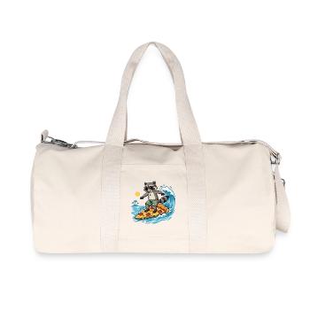 Raccoon Surf Pizza Adventure Salami Pizza Surfer - Recycled Canvas Sports Bag by Stanley/Stella - natural - Front