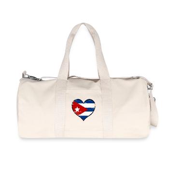 Cuba heart flag used - Recycled Canvas Sports Bag by Stanley/Stella - natural - Front