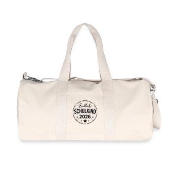 Endlich Schulkind 2026 - Recycelte Canvas-Sporttasche von Stanley/Stella - Naturweiß - Vorne