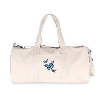 Blaue Schmetterlinge - Recycelte Canvas-Sporttasche von Stanley/Stella - Naturweiß - Vorne