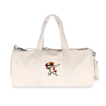Dabbing Breton Spaniel - Recycled Canvas Sports Bag by Stanley/Stella - natural - Front