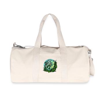 Tea Rex - Türkis -  (NO AI / Ohne KI) - Recycelte Canvas-Sporttasche von Stanley/Stella - Naturweiß - Vorne