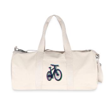 Bike Fahrrad Outdoor Fun Radsport Radtour Freiheit - Recycelte Canvas-Sporttasche von Stanley/Stella - Naturweiß - Vorne