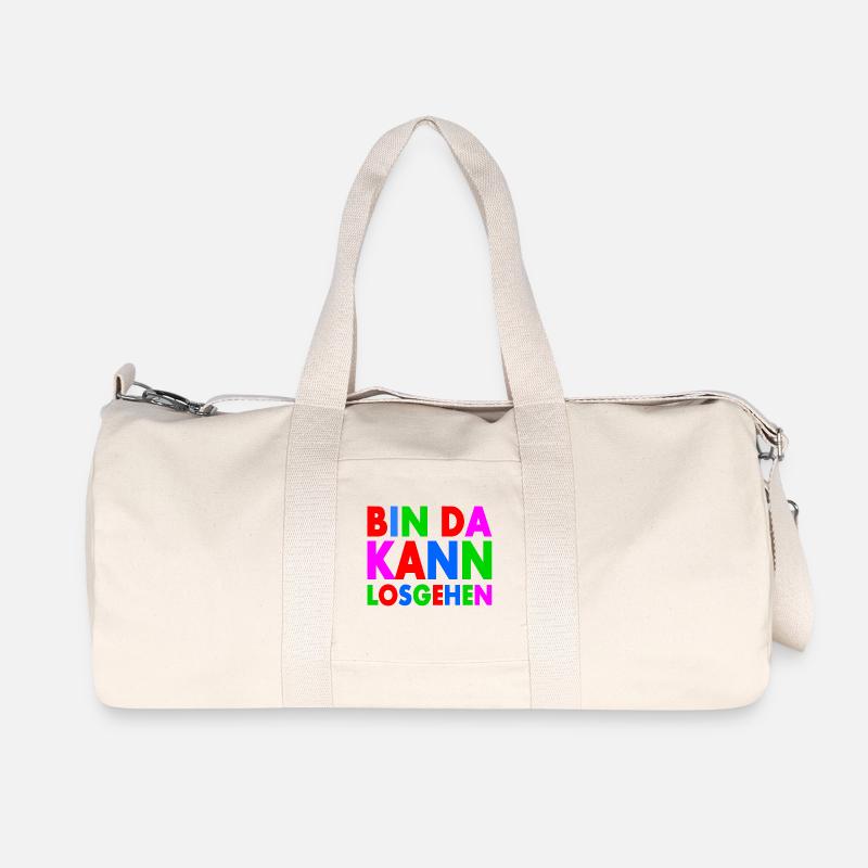 BIN DA KANN LOSGEHEN - Recycelte Canvas-Sporttasche von Stanley/Stella - Naturweiß