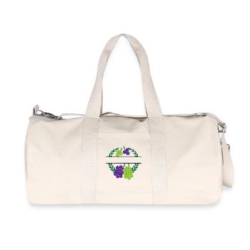 Grapes in laurel wreath with green purple grapes - Recycled Canvas Sports Bag by Stanley/Stella - natural - Front