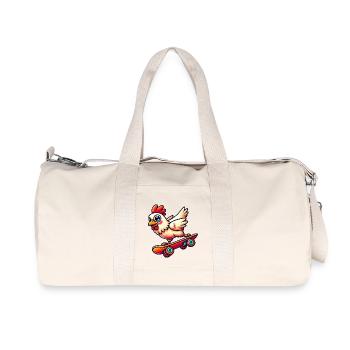 Chicken Hen Rooster Skateboard Skater Skateboarder - Recycled Canvas Sports Bag by Stanley/Stella - natural - Front